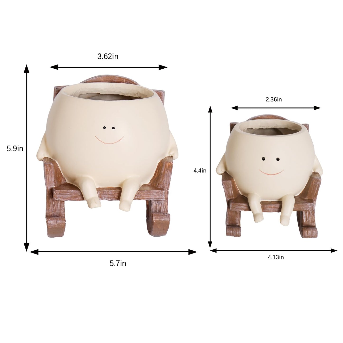 NINIPAPA Cute Plant Pots Smiley Face Planter Funny Flower Pot, Rocking Chair Large Face Pot for Indoor Plants, Unique Head Planters Plant Lover Gifts on Mother's Day Birthday