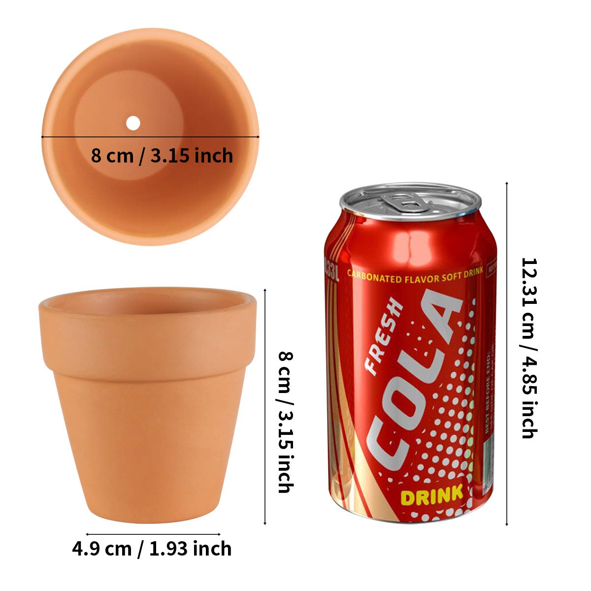 EHWINE Terracotta Pots 3 inch, 15 Pack, Clay, Succulent Pots, Cute Small Cactus, Flower Pots, Planters with Drainage, Indoor/Outdoor Usage