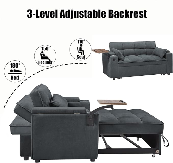 Auvsoce 65'' Convertible Sleeper Sofa Bed
