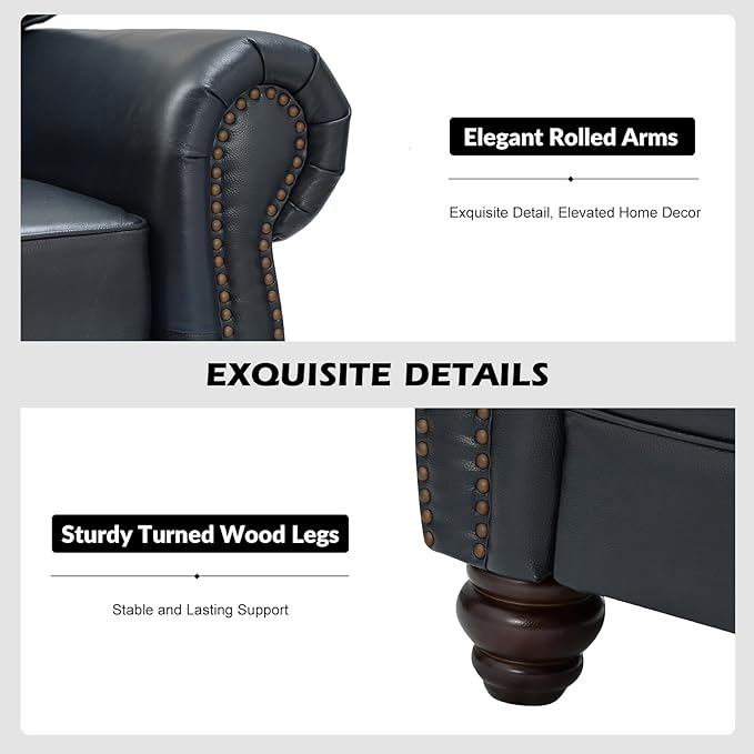 Classic 3-Seater Sofa with Premium Leather Upholstery, Stylish & Comfortable