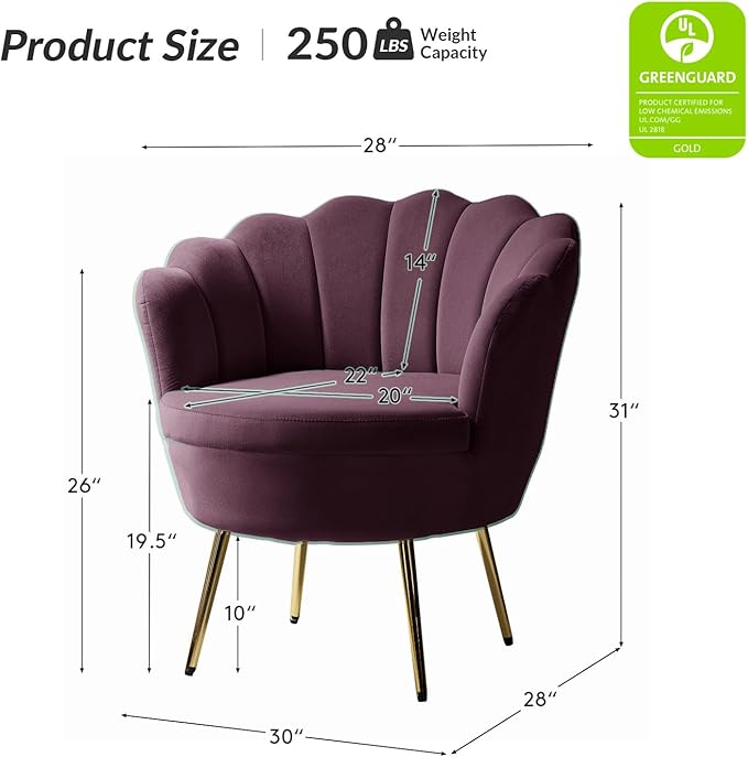 HULALA HOME Modern Velvet Accent Chair