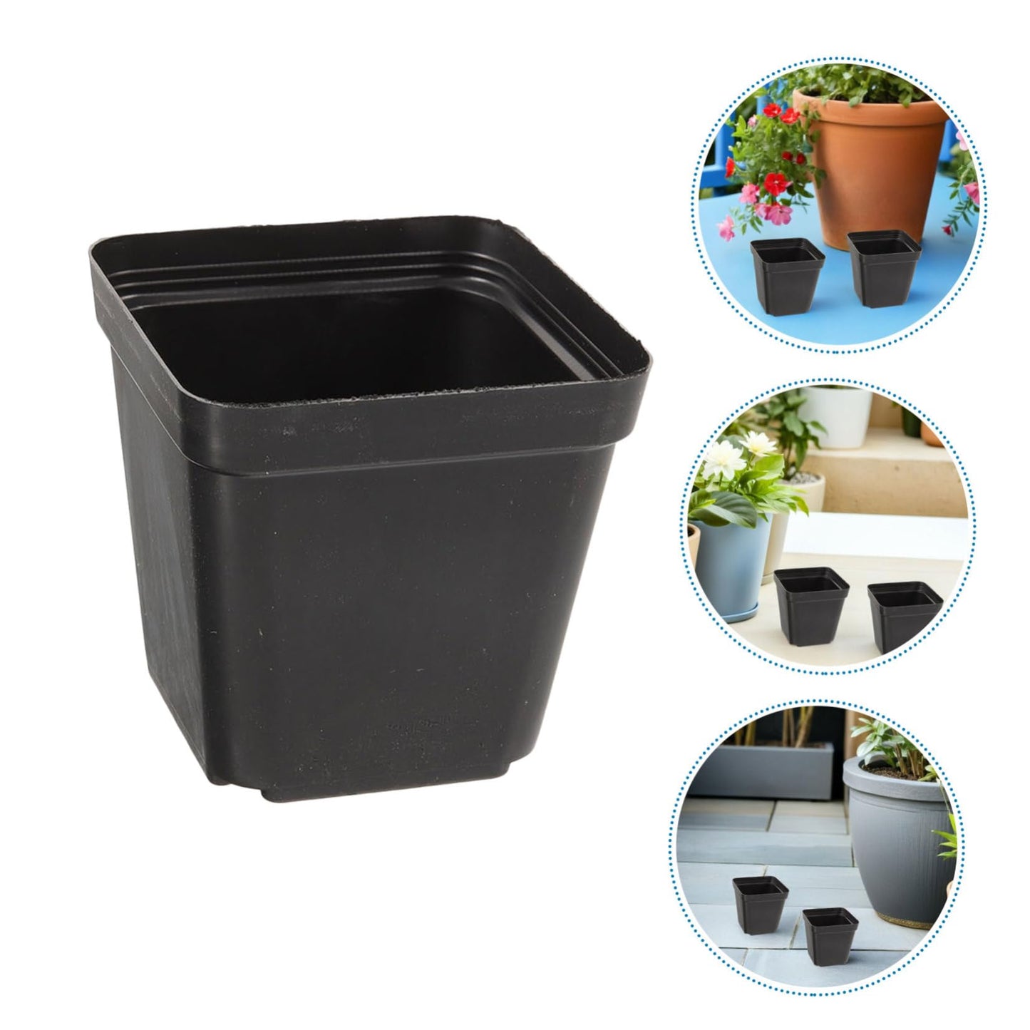 FOMIYES Nursery Pots and Independent Growth Chambers 100pcs Plastic Square Black with Drainage Holes for Vegetables and Flowers, for Balcony Gardens and Garden Planting