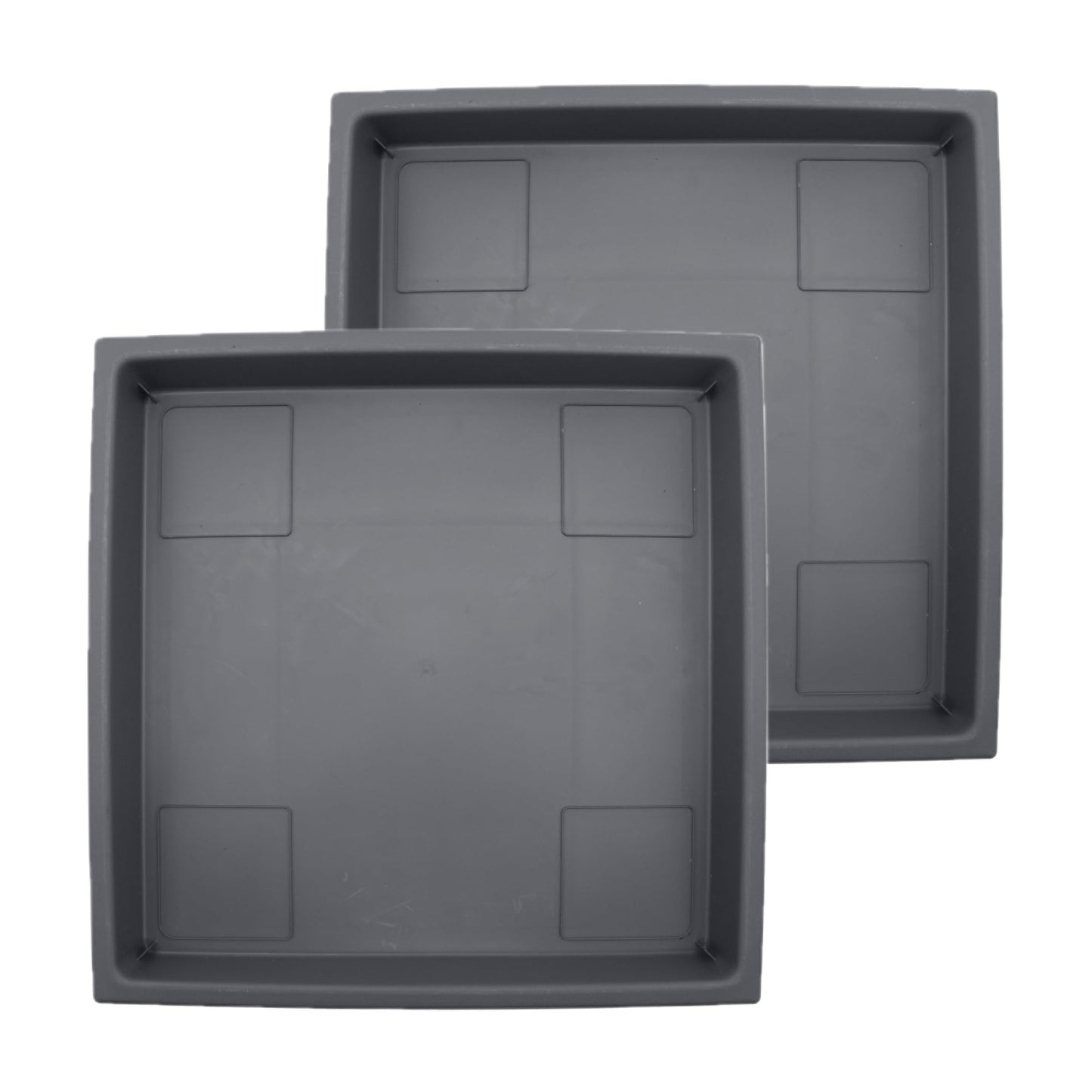 The HC Companies 11 Inch Accent Square Plant Saucer, Lightweight UV-Resistant Plastic Outdoor & Indoor Flower Pot Tray, 2-Pack Plant Pot Trays for Garden & Home Decor, Warm Gray