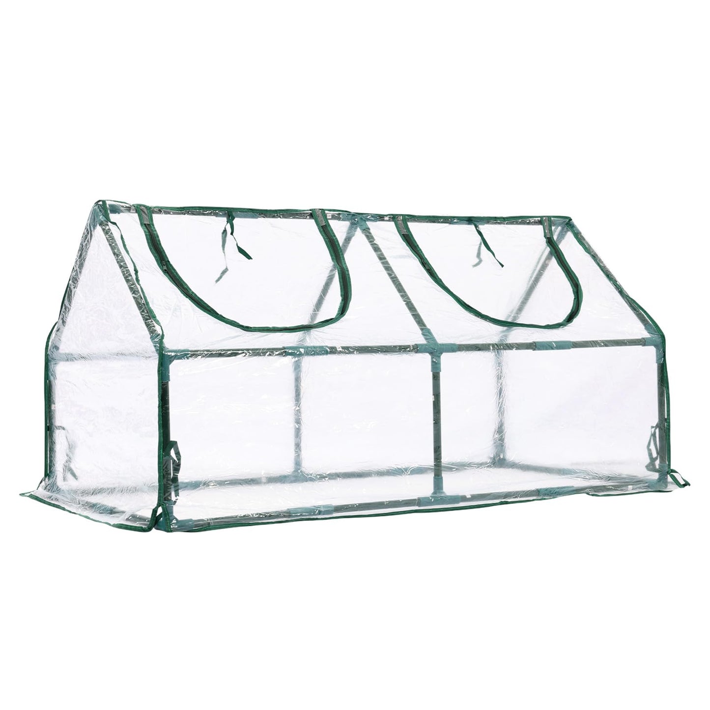 BPS 4x2x2 ft Mini Greenhouse with Transparent PVC Cover UV-Protected Roll-Up Zipper Windows, Ideal for Indoor or Outdoor Use on Raised Garden Beds
