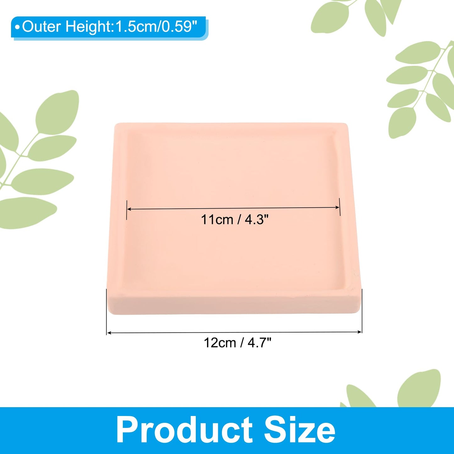 PATIKIL 5 Inch Plant Pot Saucers, 4 Pack Ceramic Square Plant Saucer Tray Flower Planter Drip Tray for Indoors Outdoors Patio Balcony, Pink