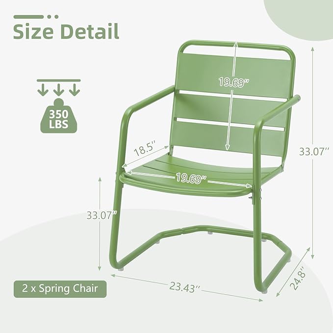 MELLCOM Patio Chairs Set of 2, Small Patio Furniture Set