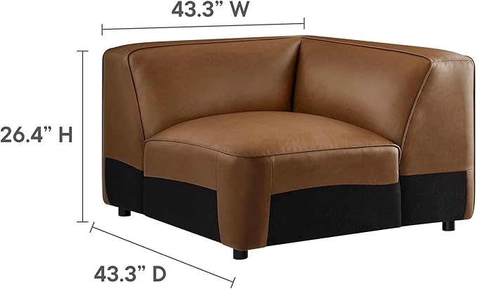 Modway Auren Vegan Leather Corner Modular Chair in Coffee
