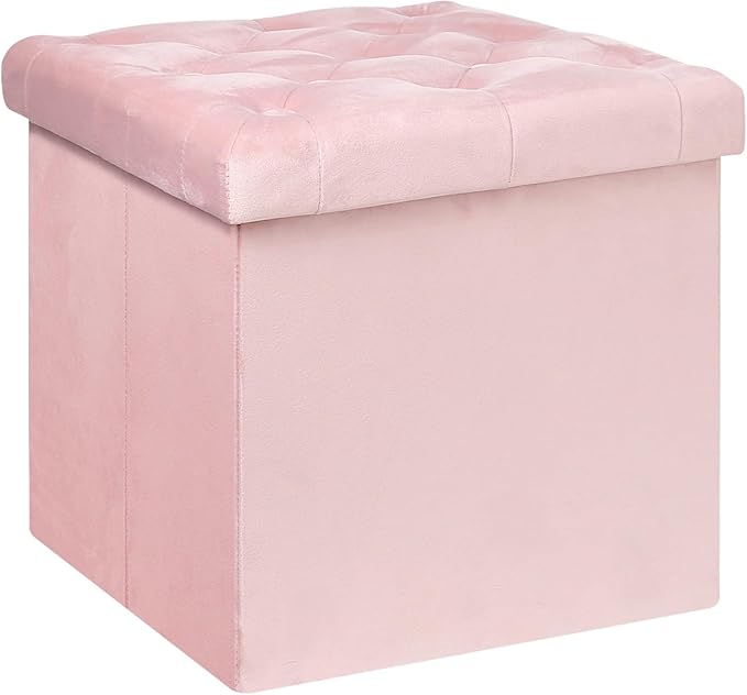 B FSOBEIIALEO Storage Ottoman Cube, Velvet Tufted Folding Ottomans
