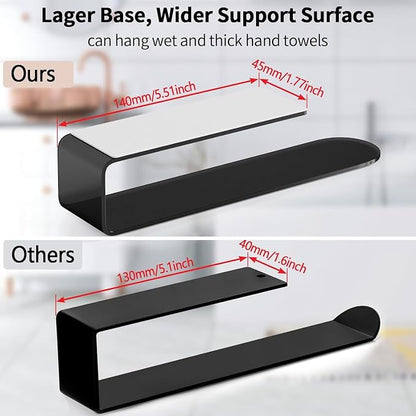 Adhesive Towel Holder, Self Adhesive Hand Towel Racks for Bathroom Wall Mounted, 8 Inch Square Hand Towel Bar Stick on Wall for Kitchen Cabinet RV, Black