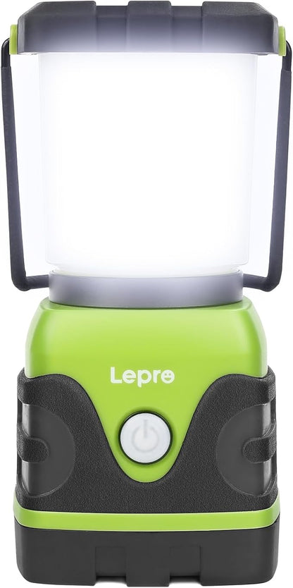 Lepro 1500LM Battery Powered LED Camping Lantern, Green Tent Light with 4 Light Modes, Camping Essentials, Waterproof Lantern Flashlight for Camping, Emergency Light, Power Outages, Not Rechargeable