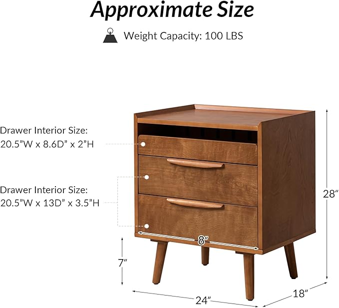 HULALA HOME 2 Drawer End Table