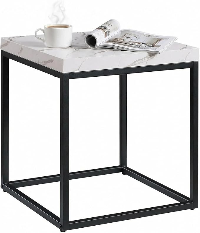 CENSI 18-Inch Marble Accent End Table/Side Table