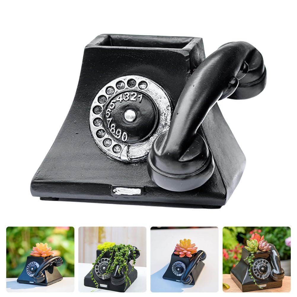 Yardwe 1pc Plant Pot Animal Succulent Planter Pots Telephone Shaper Flowerpot Retro Pot Modern Cute Pots Vintage Pot Garden Flowerpot Outdoor Office Juicy Resin Desk