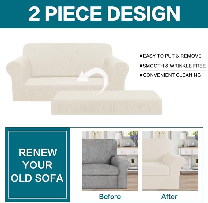 Turquoize Stretch Sofa Slipcover 2 Pieces Sofa Cover Couch Cover