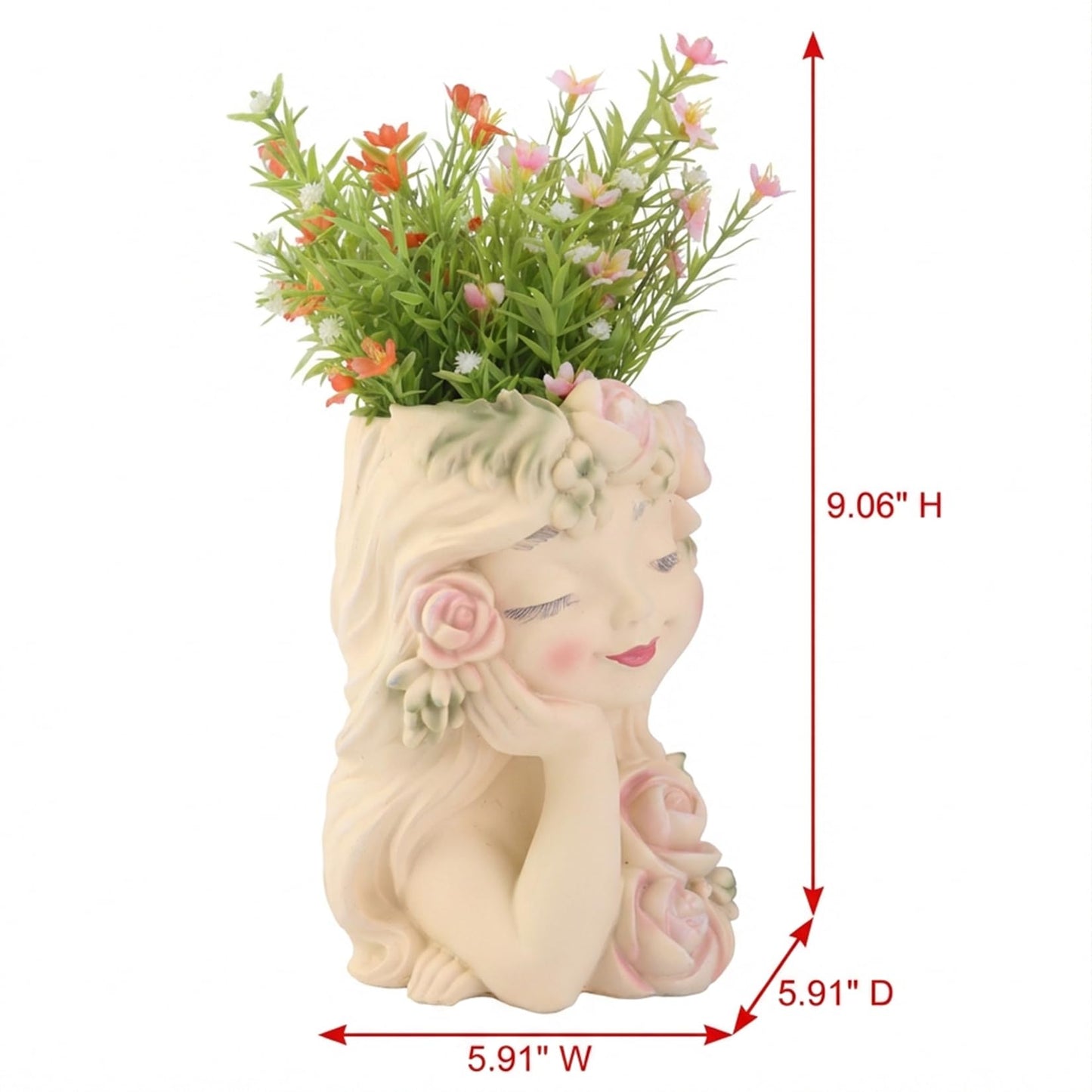pandaxing Head Face Planter for Succulents Indoor Outdoor with Drainage Hole, Resin Decorative Flower Pot for Home Garden, Gift Idea for Plant Enthusiasts