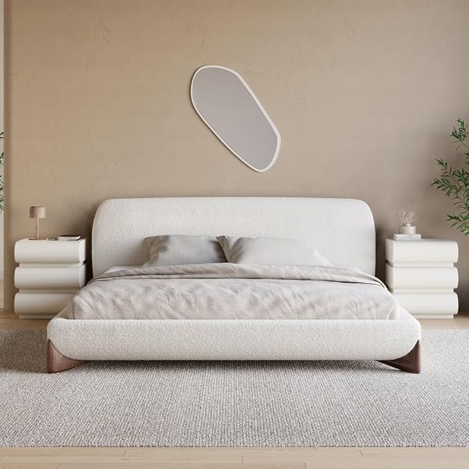 homary 3 Pieces Bedroom Sets, King Size Upholstered Bed