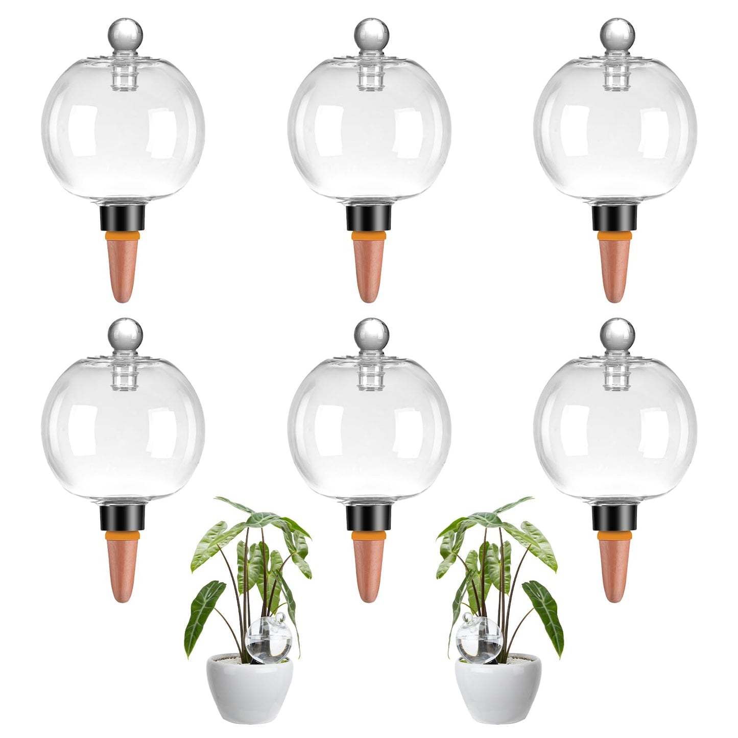 Ansberta 6 Pack Plant Watering Globes with Covers 17oz Self Watering Planter Insert, Plastic Water Bulbs, Indoor/Outdoor Plant Watering Devices for Automatic Drip Irrigation