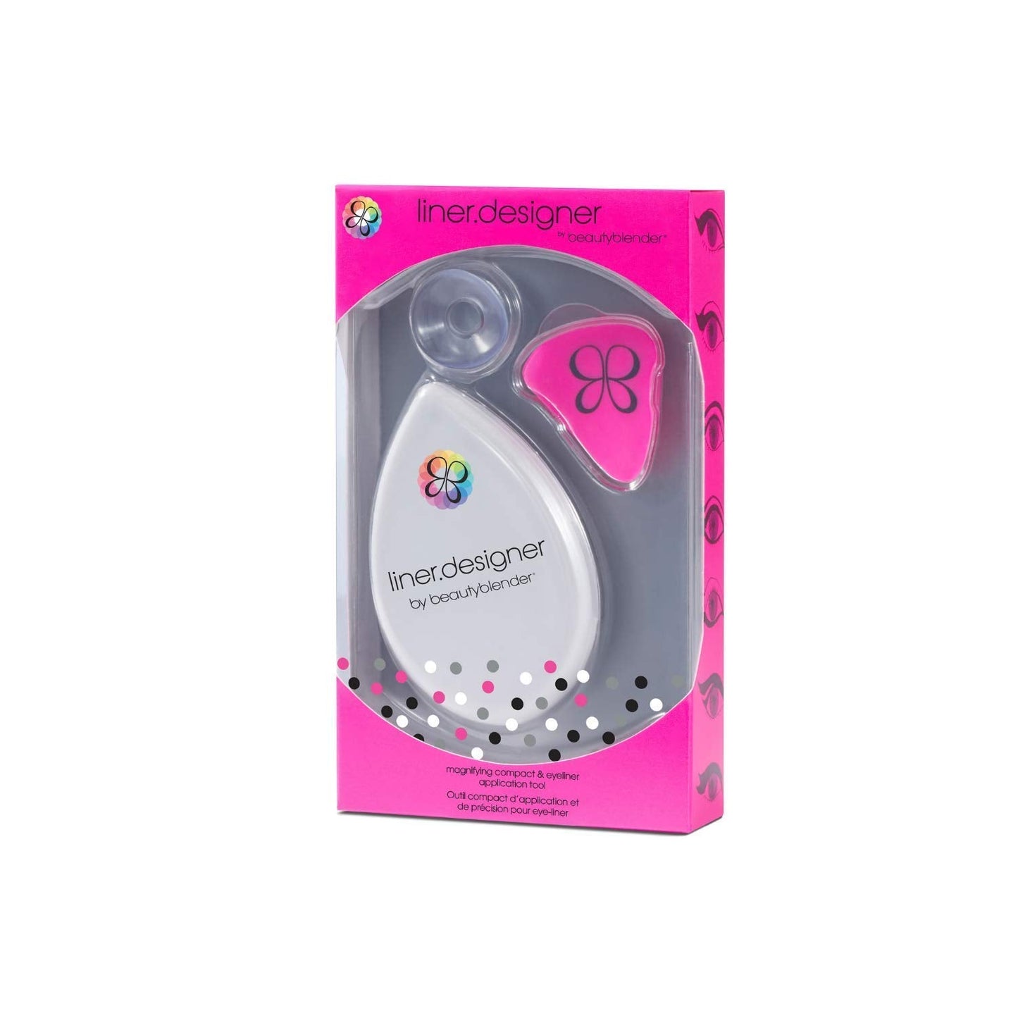 beautyblender® | Liner Designer Pro Beauty Blender Triple-Edged Eyeliner & Eye Pencil Guide, Includes Magnifying Mirror & Suction Cup, For Eye Pencil, Gel Cream, Liquid Liner and Powder Formula