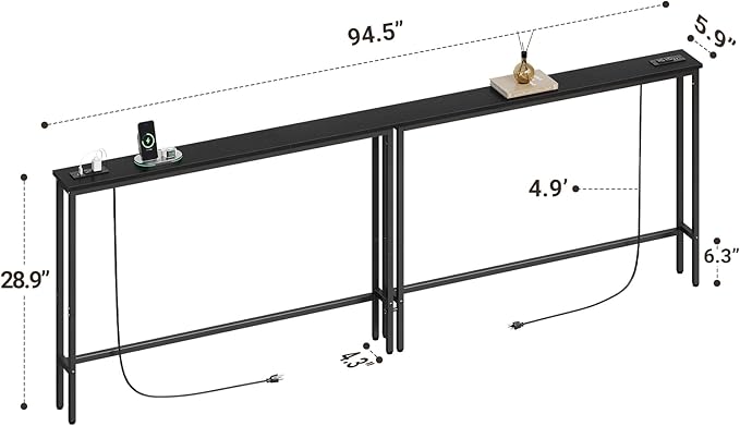 ELYKEN 94.5" Narrow Console Sofa Table