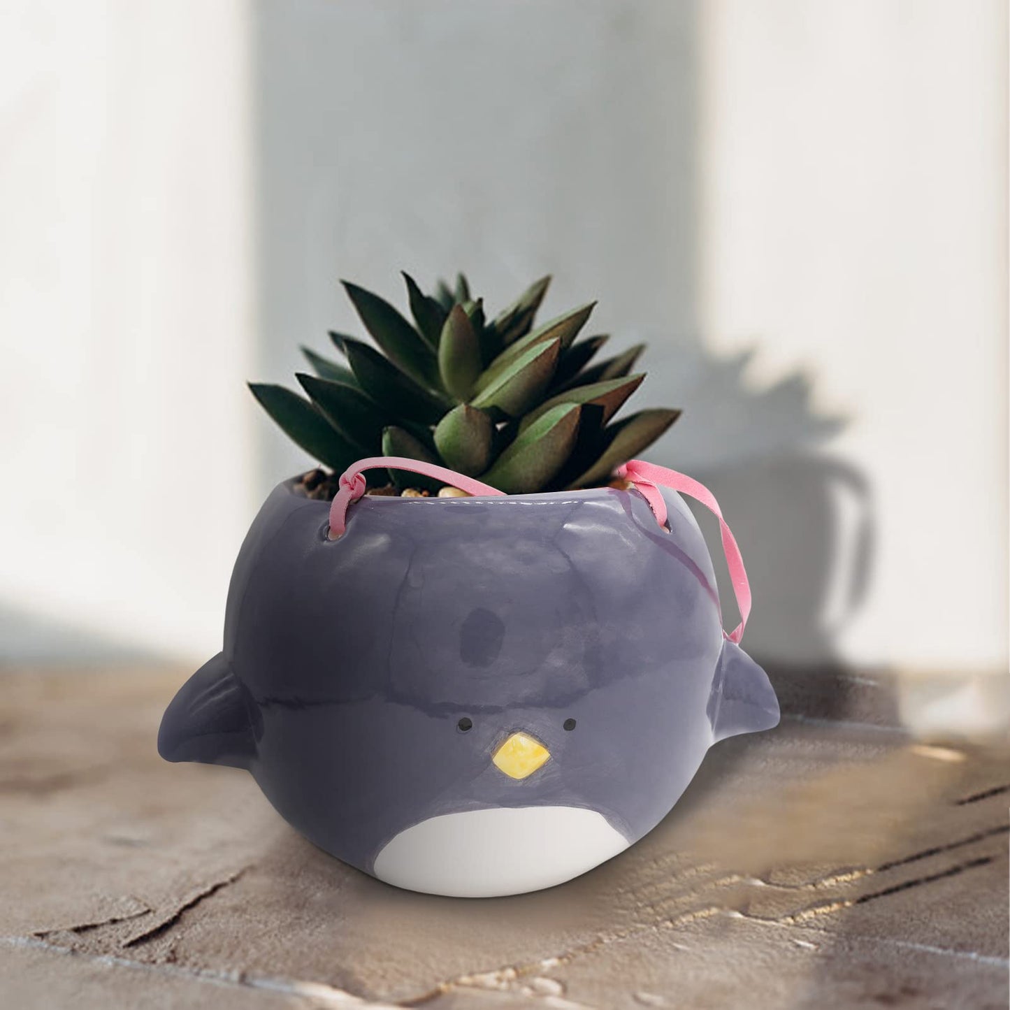 Song Qing Ceramic Flying Bird Hanging Planter for Indoor Outdoor Decor Cute Animal Hanging Plant Holder Flower Pot for Succulents Herbs & Small Plants Garden Bonsai with Drainage Hole Gifts for Women