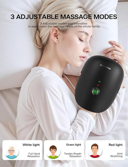 Medisana Hand Massager with Heat and Compression, Cordless Hand Massager for Arthritis and Carpal Tunnel Relief, Knuckle Stretching Massage, Birthday Christmas Gifts for Men Women Dad Mom-Black