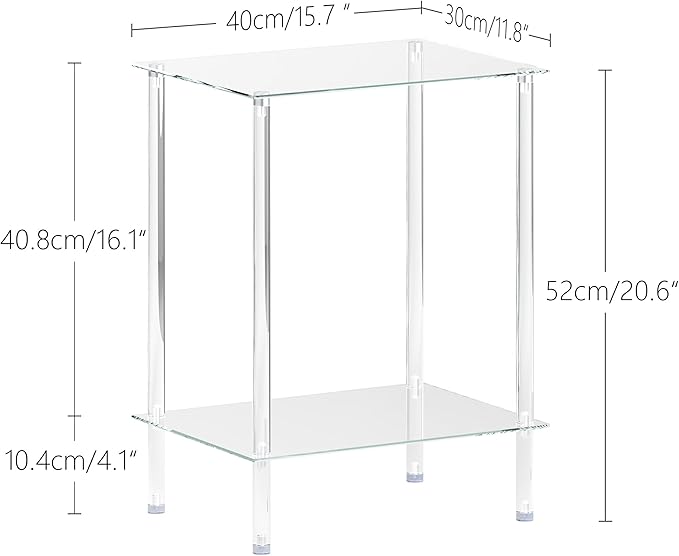 Tempered Glass Side Tables Set of 2 Acrylic End Table