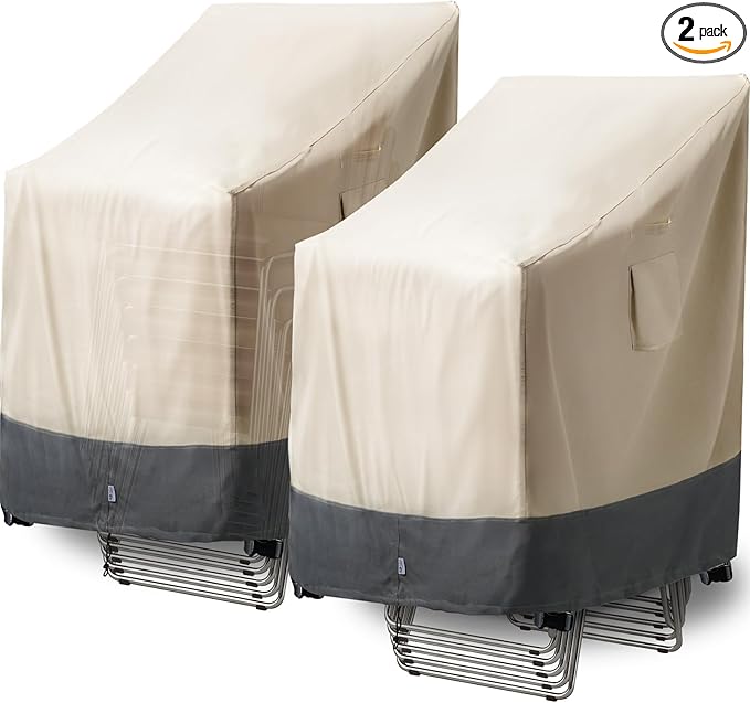 Extra Heavy Duty Stackable Patio Chair Covers Waterproof 2 Pack, Patio