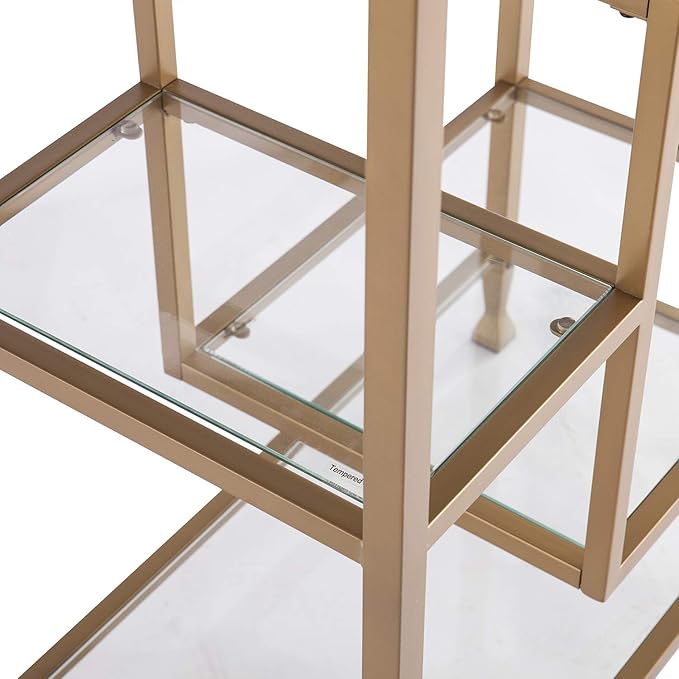 SEI Furniture Jaymes Metal/Glass Asymmetrical Étagère/Bookcase
