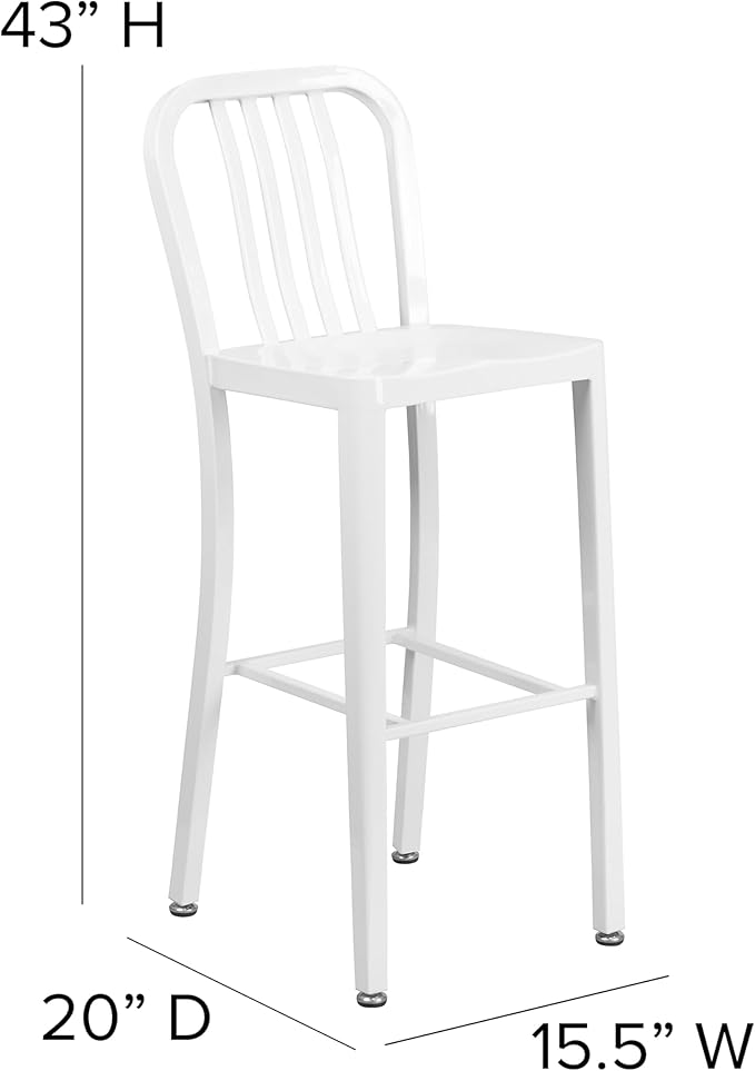 Flash Furniture Gael Commercial Grade 2 Pack 30" High White Metal