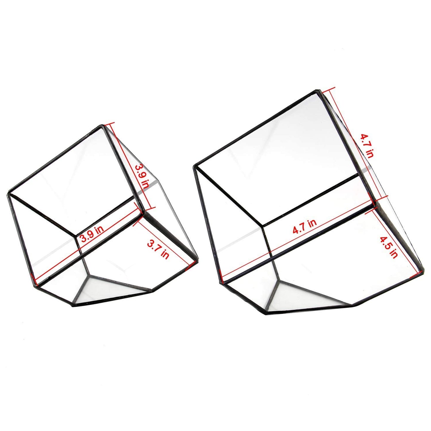 ELEGANTLIFE Glass Geometric Plant Terrarium Container, Flower Pot Tabletop Planter Decor Glass Display Box Succulent & Air Planter for Home Garden Office Decoration(Black Cubic Set of 2)