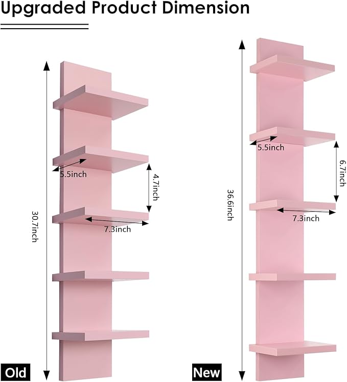 Homaterial 5 Tier Wall Shelf Unit, Decorative Wall Mount Vertical Shelving
