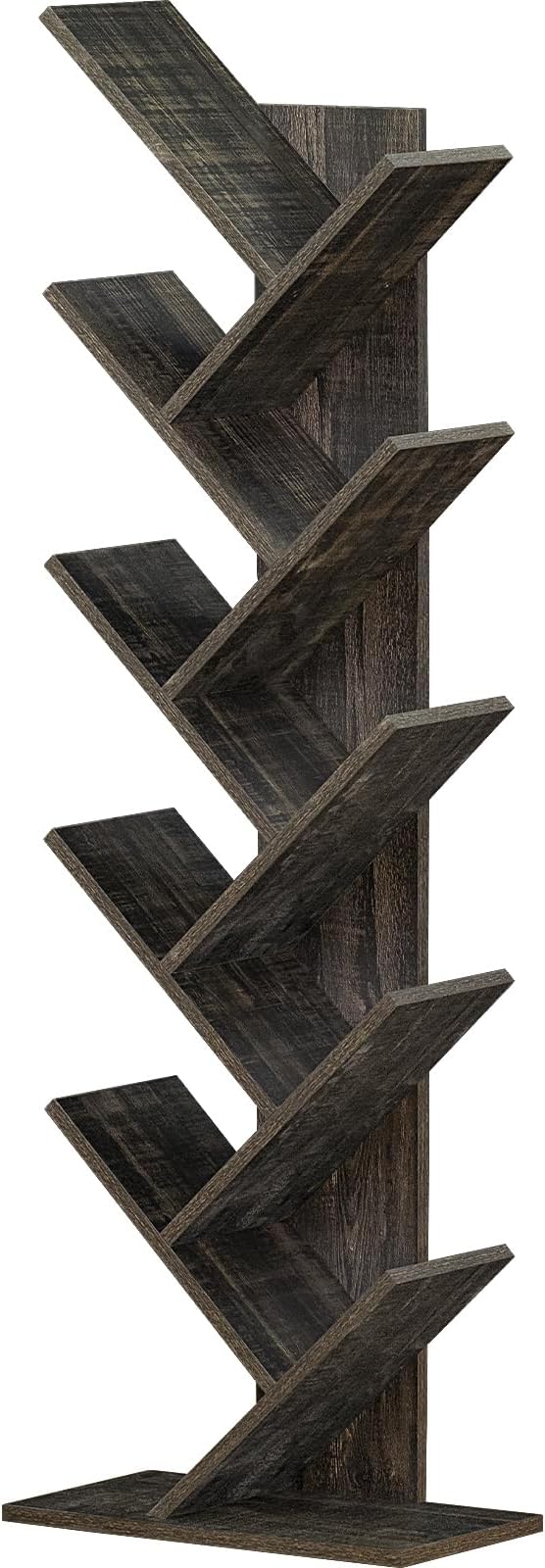 SHEEPAM 10 Tier Tree Book Shelf, Floor Standing Wood Bookshelf
