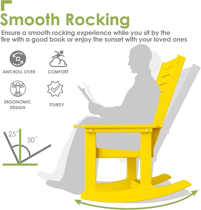 GREENVINES Outdoor Rocking Chairs | Set of 4 | Porch Rocker | HDPE Plastic |