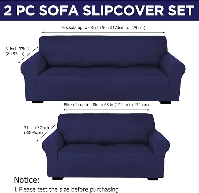 Peryiter 2 Pcs Sofa Covers Couch and Loveseat Covers Set Stretch Sofa Slipcover