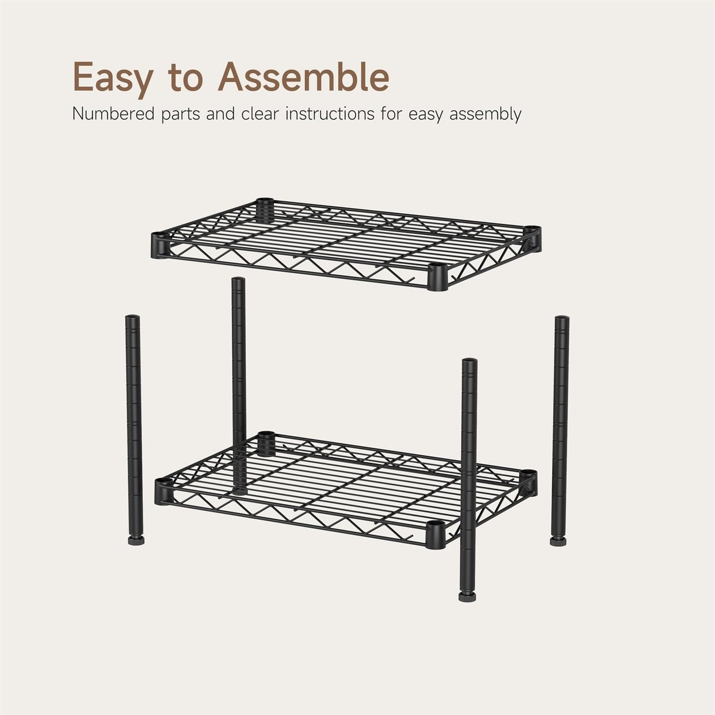 Golpart 4 Tier Shelves Storage Shelf Wire Closet Bathroom Organizers Metal Pantry Kitchen Garage Shelving Unit Laundry Room Organization Home Rack Net Basket Black with Wheels 14”D X 24”W X 48.9”H