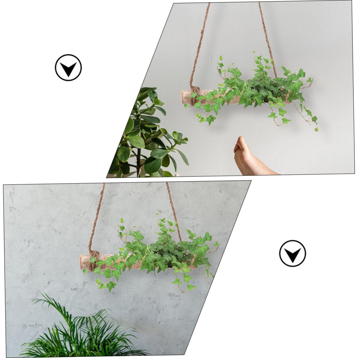 Yardwe 2sets Driftwood Wall Decor Plant Hangers Wooden Ornament for Rustic Farmhouse Beach Theme Garden Wedding Decor