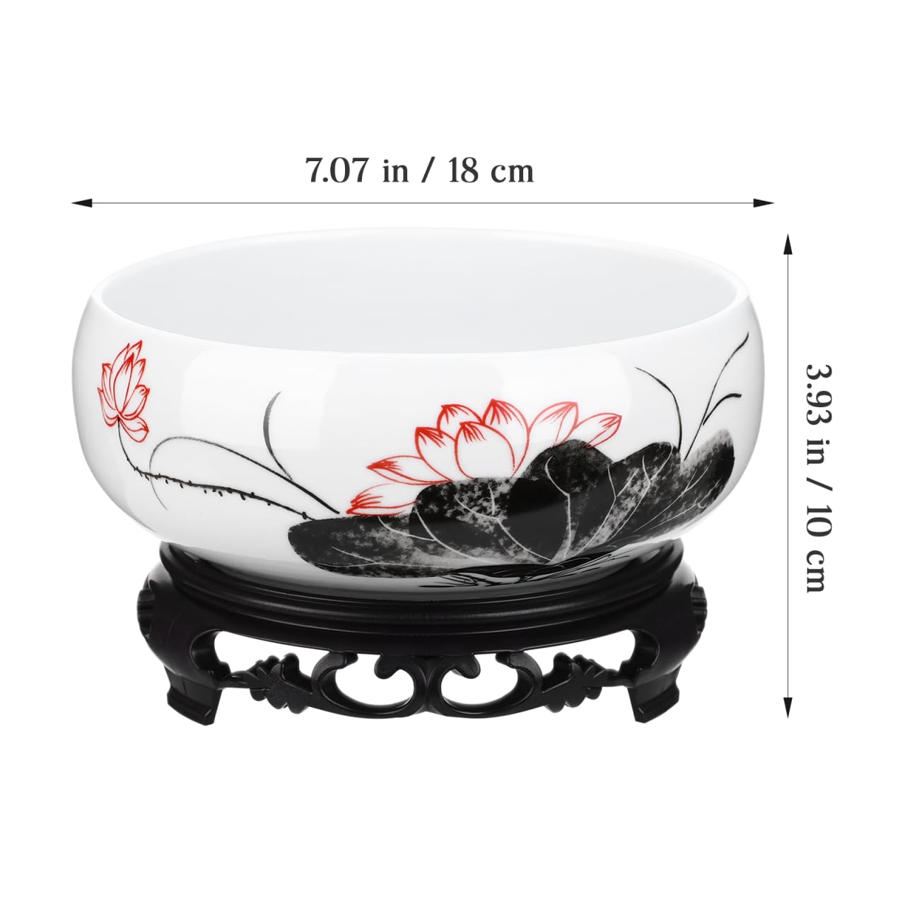 Toddmomy Hydroponic Ceramic Planter Pot with Base 7.08 Inch Round Water Lily Lotus Bowl for Indoor Outdoor Garden Decor Suitable for Water Plant Growth