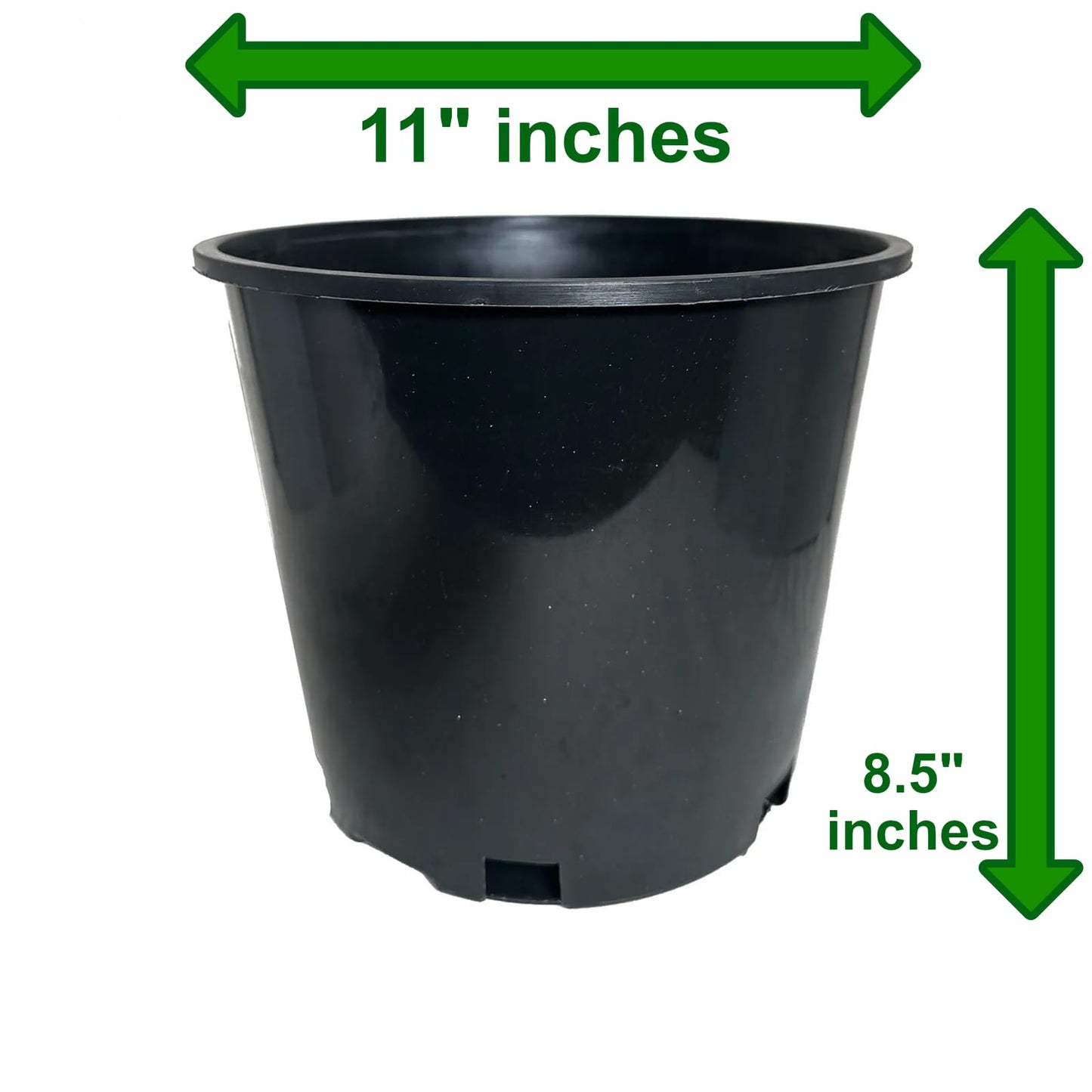 3 Gallon Nursery Pots - Professional Heavy Duty Injection Molded Plastic Plant Pots with Drainage Holes – 11 Inch Round Flower Pots for Shrubs, Perennials & Tropicals – Stackable (25)