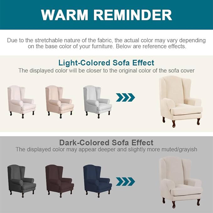 Turquoize Wingback Chair Covers 2 Piece Wing Chair Slipcover Stretch Slipcovers
