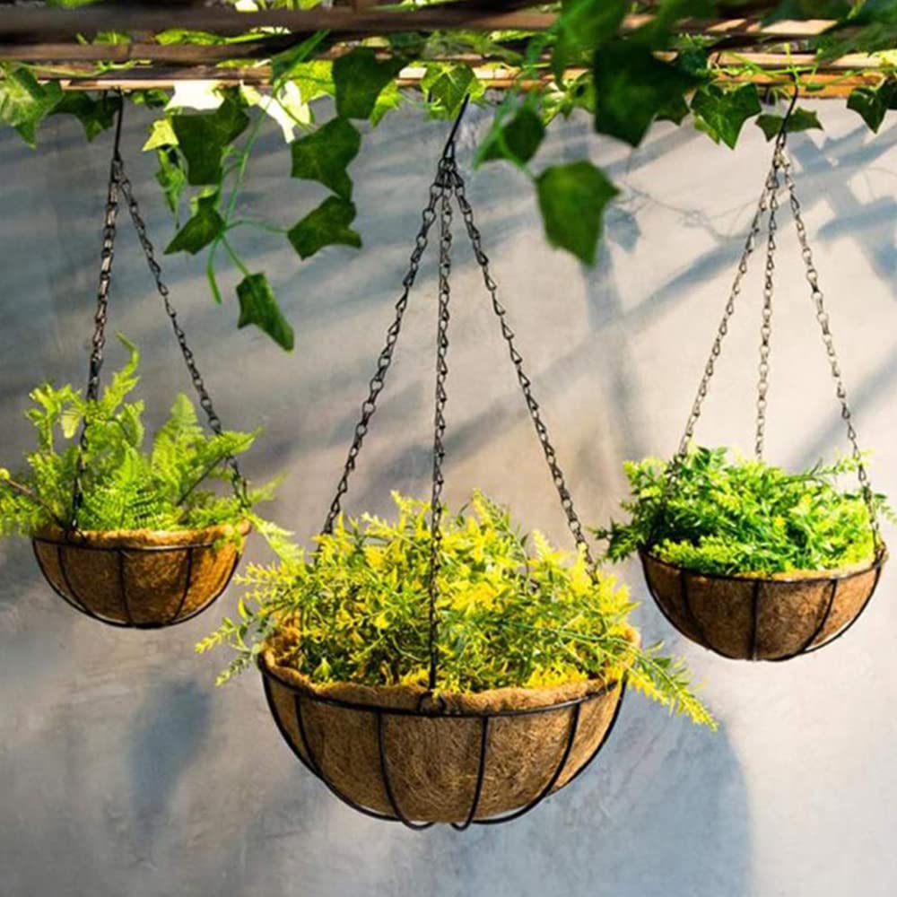 2Sets Hanging Basket Chains Hanging Flower Pot Chains, 3 Point Hanging Chains, Plant Basket, Lantern, Decorative Hanging Chain Sets 20 Inch, Black