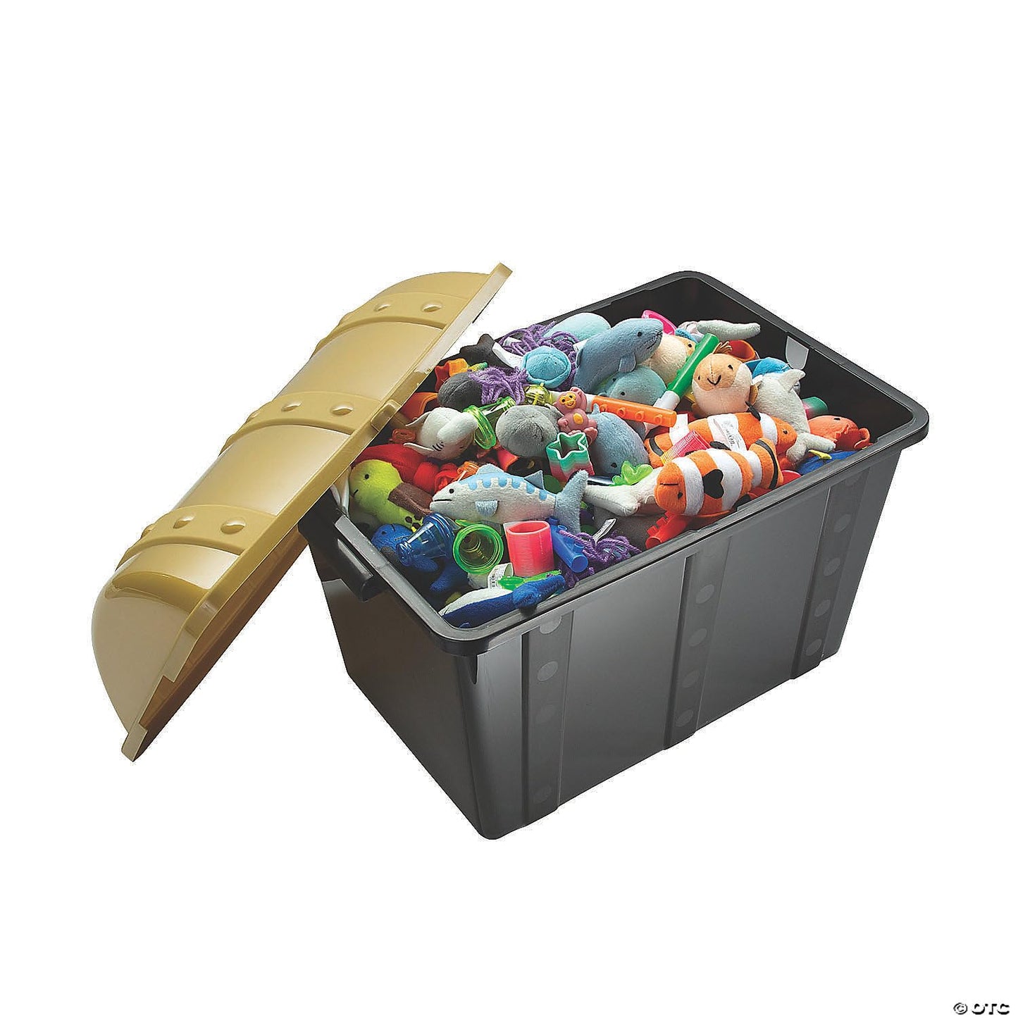 Fun Express Large Plastic Toy Chest, Black & Gold, 19" x 11.5" x 11"