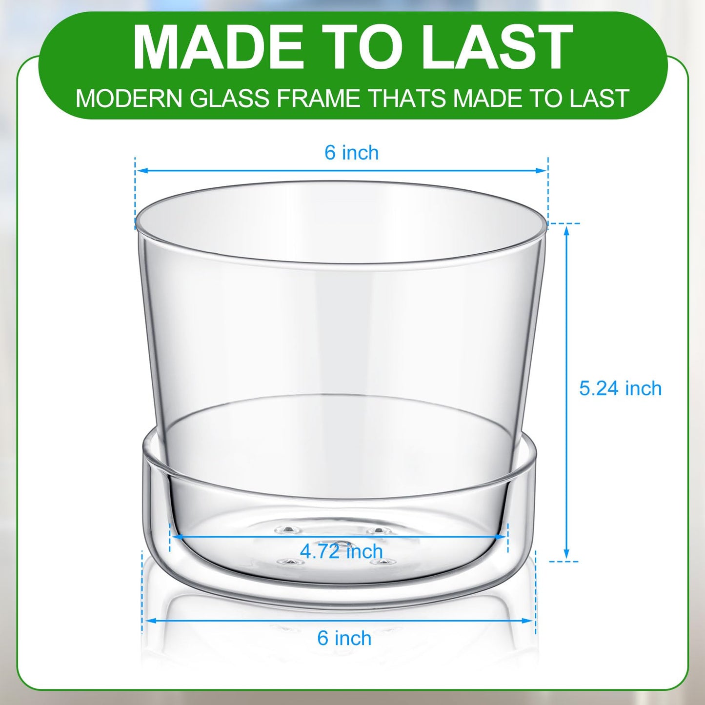 Singhoow 2 Sets 6 Inch Glass Planter with Drainage Hole and Tray Indoor Clear Plant Pots with Saucer Modern Decorative Orchid Glass Pot for Outdoor Flower Plants