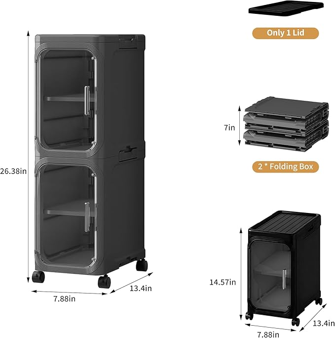 2-Tier Narrow Storage Cabinet, Slim Bathroom Storage Cabinet