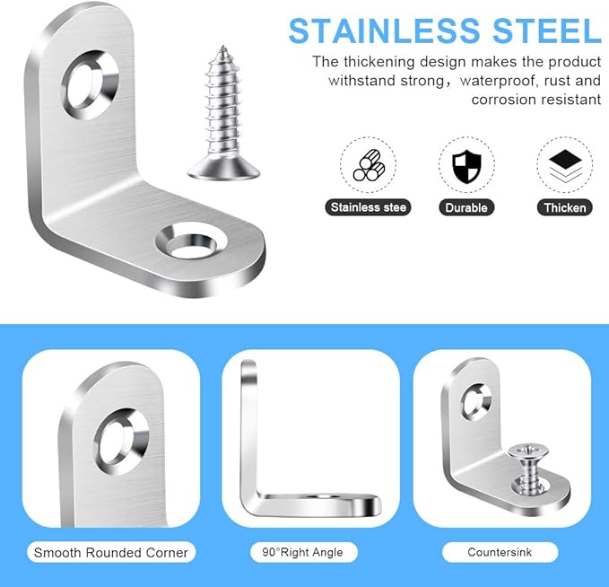 40PCS L Bracket Corner Brace, Stainless Steel L Brackets