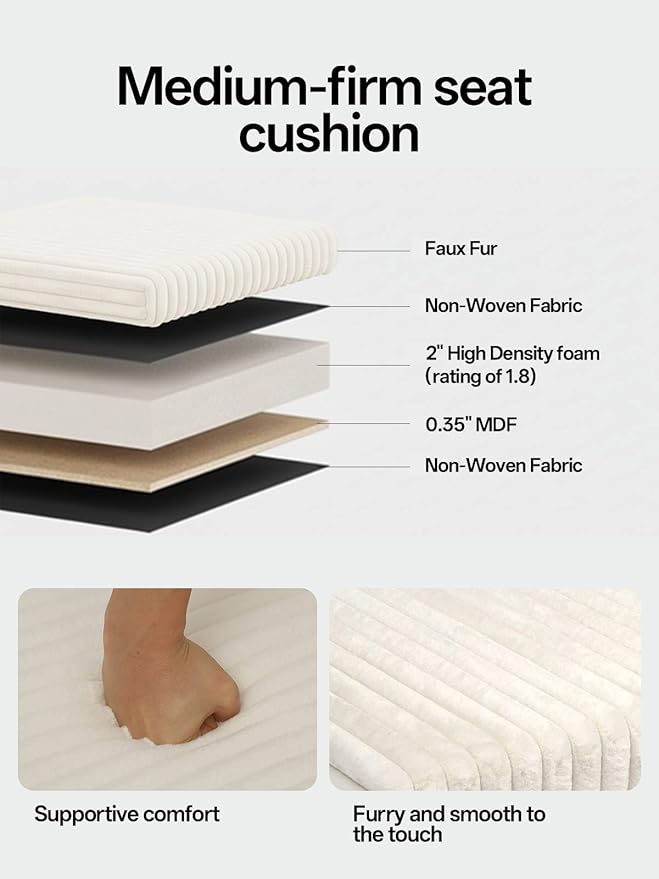 ABHENG 17.7 inches Faux Fur Ottomans Cube