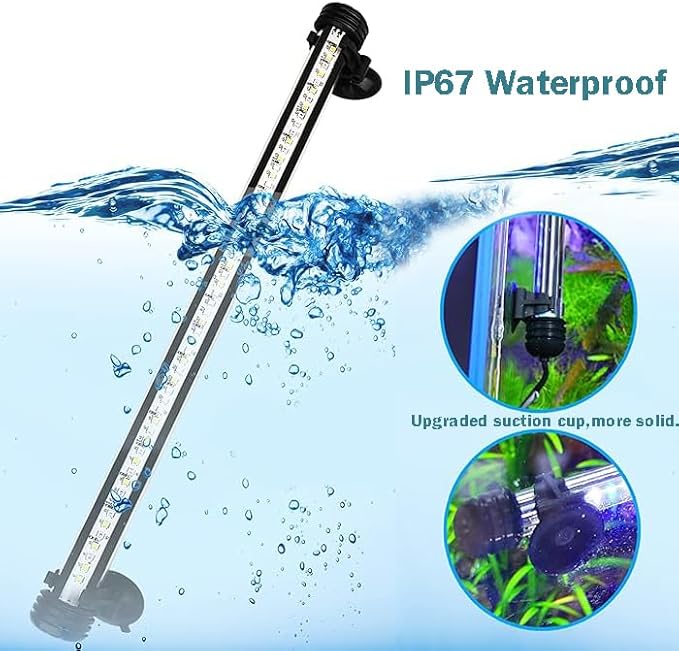 Submersible Aquarium Light Underwater Fish Tank Light with Timer Auto On/Off, LED Aquarium Light Bar 3 Light Modes Dimmer Adjustable Brightness,36.6inch (with Timer&dimmer)