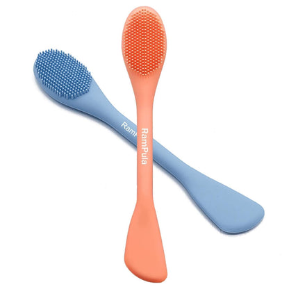 Facial Cleansing Brush, 2 in 1 Silicone Face Mask Brush & Face Scrubber, For Exfoliating, Massaging, Remove Blackheads, Makeup Skincare Removal, Applicator for Mud, Clay, Body Lotion, DIY Mask