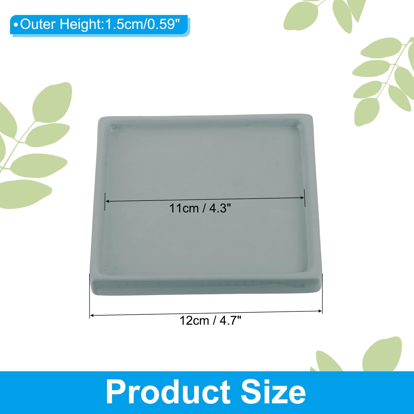 PATIKIL 5 Inch Plant Pot Saucers, 4 Pack Ceramic Square Plant Saucer Tray Flower Planter Drip Tray for Indoors Outdoors Patio Balcony, Dark Grey