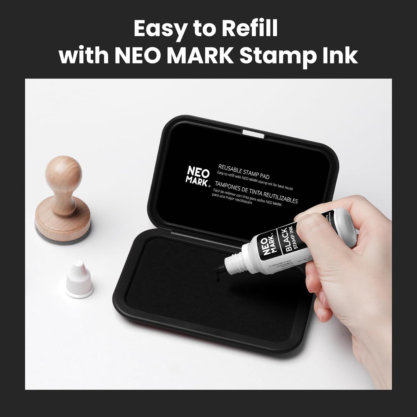 Medium Stamp Pad -2.8"x 4.4", Magnetic Lid, Premium Quality Felt Stamp Pad (Black)