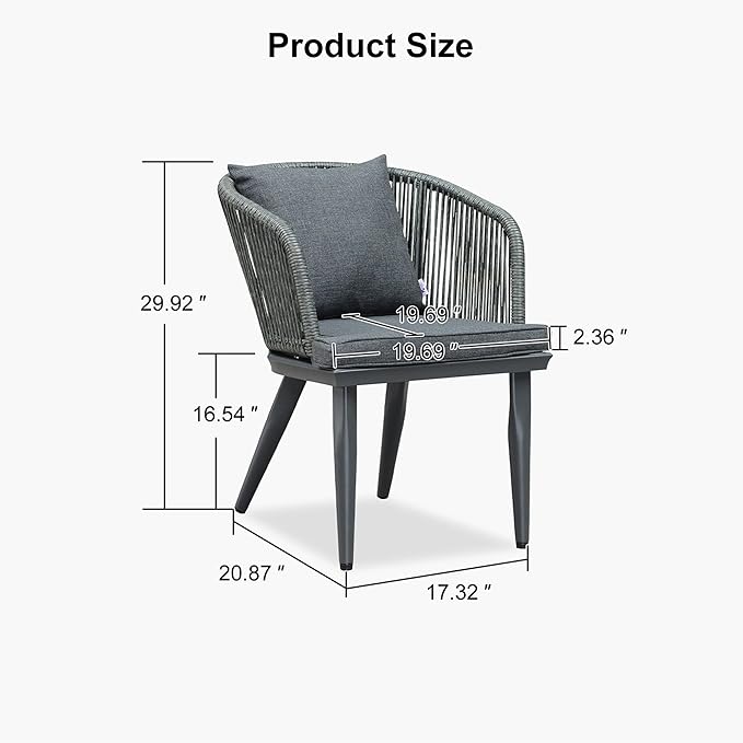 PURPLE LEAF Patio Dining Chair Set Modern Wicker Outdoor Furniture Seating